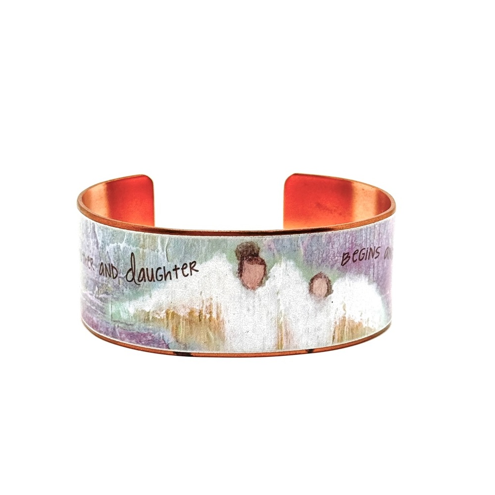 Copper Inspirational Mother Daughter Cuff Bracelet